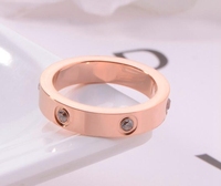 MECYLIFE 4mm Breite Ringe 6 Diamanten Schmuckring Mode Edelstahl 18k Gold Diamant Klassische Ringe