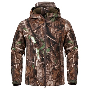 Ropa de Caza Silenciosa para Hombre, Chaqueta de Senderismo de Soft Shell, Chaqueta de Invierno Floral Impermeable Reversible con Capucha y Bolsillos - Product Image 6