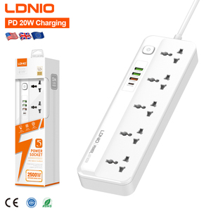 LDNIO SC5415 NUOVA Presa di Corrente Universale con Spina UK <span class=keywords><strong>EU</strong></span> US, Multipresa a 5 Prese con Ricarica USB - Product Image 1