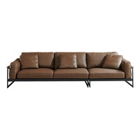 Zeitgenössisches Minimalistisches Wohnzimmer-Möbelset 3-Sitzer Modulares Sofa aus Echtem Rindsleder Hochwertige Ledercouch-Kombination