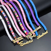 Collier ajustable en acier inoxydable avec perles en argile polymère, bijoux personnalisés à maillons pour fêtes, livraison directe