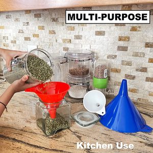 Vente directe d'usine, ensemble de 3 entonnoirs à huile en plastique PP avec des tailles de 9,5/14/19 cm, lavables au lave-vaisselle - Product Image 4
