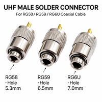 Connecteur UHF mâle PL259 pour câble coaxial RF RG58 LMR200 LMR195 RG223 avec boîtier en alliage de zinc et broche en cuivre pour soudure