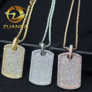 Colgante Placa de Identificación de Moissanita Estilo Hip Hop Iced Out en Plata Esterlina 925 con Cadena de Cuerda, Joyería Lista para Enviar - Product Image 6