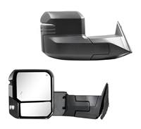 Rétroviseurs de remorquage chauffants et réglables pour Toyota Tundra 2022-2026, convexe, avec clignotant, détection d'angle mort, rabattables électriquement, en verre et ABS