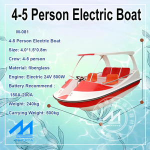 Bote Eléctrico para 5 Personas con Drenaje Automático, Bote a Pedal de Fibra de Vidrio, Bote Pequeño de Recreo para Parques Acuáticos - Product Image 4