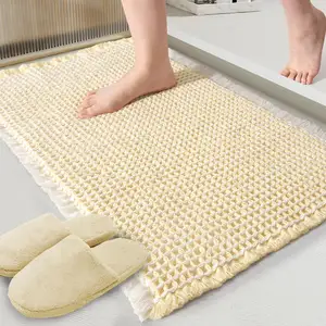 Tapis de bain gaufré écologique, tapis de bain antidérapants super absorbants pour salle de bain tapis de bain ultra doux lavables en machine