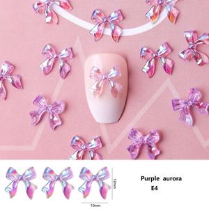 Popular resina 3D 100 Uds caramelo Kawaii Aurora Bow estilo uñas diamantes de imitación joyería arte Decoración Accesorios suministro - Product Image 4