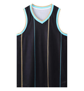 Vestes et hauts de basket-ball pour hommes adultes, sur mesure, en gros, 100% polyester, respirant, logo imprimé à l'écran, design uni - Product Image 2