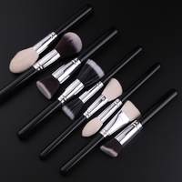 Grand ensemble complet de pinceaux de maquillage noirs 25 pièces, poils doux en poil de chèvre naturel, poils de poney, poils synthétiques, ensemble de pinceaux de maquillage, marque privée