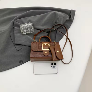 2026 New Crocodile Embossed PU Vintage Square Bag Women Stylish Handheld Shoulder Crossbody <b>Small</b> <b>Purse</b> - Product Image 2