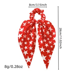 Coleteros con Lazo de la Bandera Patriótica de EE. UU. para Mujer, Bandas Elásticas para el Cabello de Tela Suave con Lazo Largo para el Día de la Independencia, Estilo Casual - Product Image 4