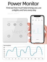 Ventilateur de plafond WiFi Tuya avec lumière, interrupteur tactile intelligent, application Smart Life, contrôle de la vitesse à distance, compatible avec Alexa Google Home