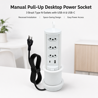 Tour de prises de bureau encastrable avec 3 prises brésiliennes de type N, USB-A et USB-C