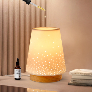 Fabbrica di ceramica di Design essenziale bruciatore a cera elettrico a cera termofusione Aroma lampada diffusore con Base in legno - Product Image 2