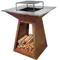Nouveautés 2026 : Plancha brasero en acier Corten rouillé, facilement assemblable, pour jardin, chauffée au bois, avec gril barbecue pour l'extérieur
