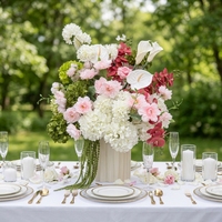 Arrangement floral de mariage rose et blanc de 80 cm, fleurs artificielles en soie, hydrangea vert, calla lily, centre de table pour la décoration de mariage