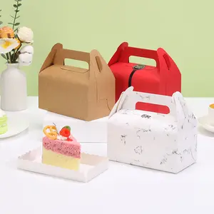 Disposable Takeaway Brown Gift Wedding Paper <strong>Box</strong> Elegant Luxury Birthday Tall <strong>Cake</strong> Boxes with Handle - Product Image 1