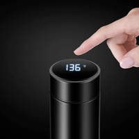 Bouteille intelligente hermétique à double paroi en acier inoxydable, contenant à personnaliser, pour conserver de l'eau ou d'autres boissons, avec affichage numérique par led, ml