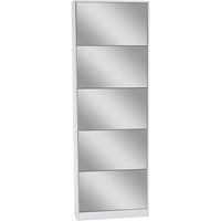 Étagère à chaussures style moderne avec miroir suspendu, 5 étages, grande capacité, étagère à chaussures avec miroir pour le salon