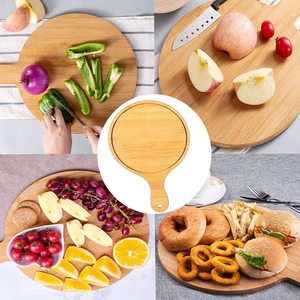 Plateau à pizza en bois, couleur bois naturel, rond, pour servir pizza, steak, poulet frit, usage domestique - Product Image 3