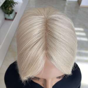 Topper de Cabello Humano Europeo de Seda, Doble Trama, Color Rubio, Base de Seda con Trama a Máquina, para Mujeres con Pérdida de Cabello - Product Image 6