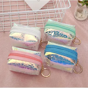 Free Shipping Fashion Women PVC Coin Bag Wallet Jelly Laser Keychain Wallet Cute Purse For Girl