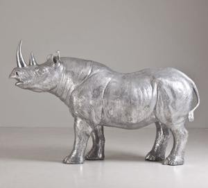 Figurine de rhinocéros grandeur nature en aluminium moulé Sculpture de jardin modèle Décoration Statue de rhinocéros blanc en bronze Prix abordable - Product Image 2