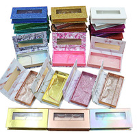 Boîte d'emballage de faux cils en or personnalisé de luxe en gros avec fenêtre gaufré et laminé pour cosmétiques