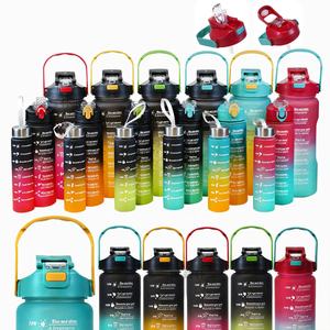 도매 3개 세트 2000ml 800ml 280ml 그라데이션 플라스틱 물병 휴대용 무광 2L 플라스틱 물병 - Product Image 2