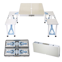 Ensemble de table et chaises de pique-nique pliantes modernes portables DX DX9918-A1 avec parasol, meubles d'extérieur en aluminium pour jardin, patio, école