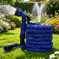 Tuyau d'arrosage de jardin flexible, durable, multifonctionnel, portable, réglable, en polyester et latex, extensible, anti-UV, rétractable 3x, 25 pieds, 150 PSI