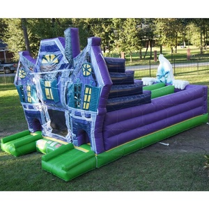 สนามเด็กเล่นเป่าลมรูปฟักทองสีดำสุดหลอน ทำจากวัสดุ PVC สำหรับฮาโลวีน บ้านผีสิง หลังคาสำหรับเล่นกีฬา ได้รับการรับรองมาตรฐาน CE ติดตั้งง่าย - Product Image 3