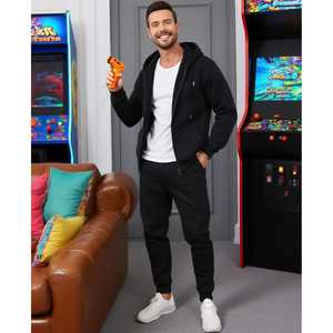 New 2026 Custom Logo Spandex/Polyester Breathable Sporty Full Zip Tracksuit Hoodie Jogger Two Piece Jogging Sweat <b>Suits</b> for <b>Men</b> - Product Image 4