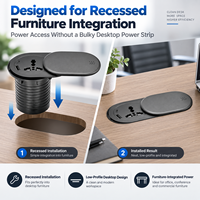Prise de bureau encastrée avec couvercle coulissant, USB-A et USB-C, pour bureau et table de conférence, fournisseur OEM