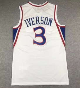 Customize Logo 3# Allen <strong>Iverson</strong> Quick Dry Mesh America Basketball Uniform Men's Embroidery Stitched Sports Shirt <strong>Jerseys</strong> - Product Image 5