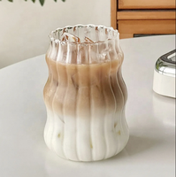 Offre Spéciale – Tasse Nuage en Verre Borosilicate Transparent 500 ml avec Motif Vague Ondulée pour Café Glacé, Infusion Froide, Jus, Lait, Thé, Bubble Tea