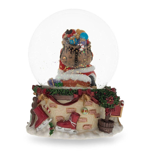 Globo de nieve de resina hecho a mano para decoración del hogar, muñeco de nieve de 6,25 pulgadas, personalizado, Papá Noel muñeco de nieve con perros y <span class=keywords><strong>en</strong></span> <span class=keywords><strong>la</strong></span> <span class=keywords><strong>chimenea</strong></span>, música, regalo - Product Image 4
