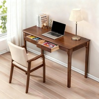 Bureau en bois massif de style moderne du milieu du siècle avec tiroirs, bureau debout aux bords lisses, bureau à domicile pour l'étude, la chambre ou le bureau