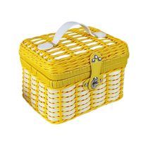 Panier Cadeau en Rotin Tressé en PP en Gros, Valise Organisateur Faite à la Main avec Couvercle pour Mariage/Fête/Décoration