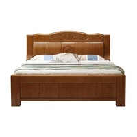 Lit double en bois massif personnalisé avec rangement, lit King, meubles de chambre à coucher