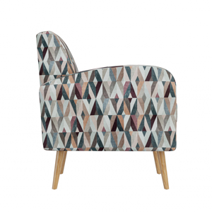 Sillón Tapizado con Patrón Geométrico Triangular Vintage, con Reposabrazos y Patas de Madera, Sofá Individual para Balcón de Apartamento - Product Image 3