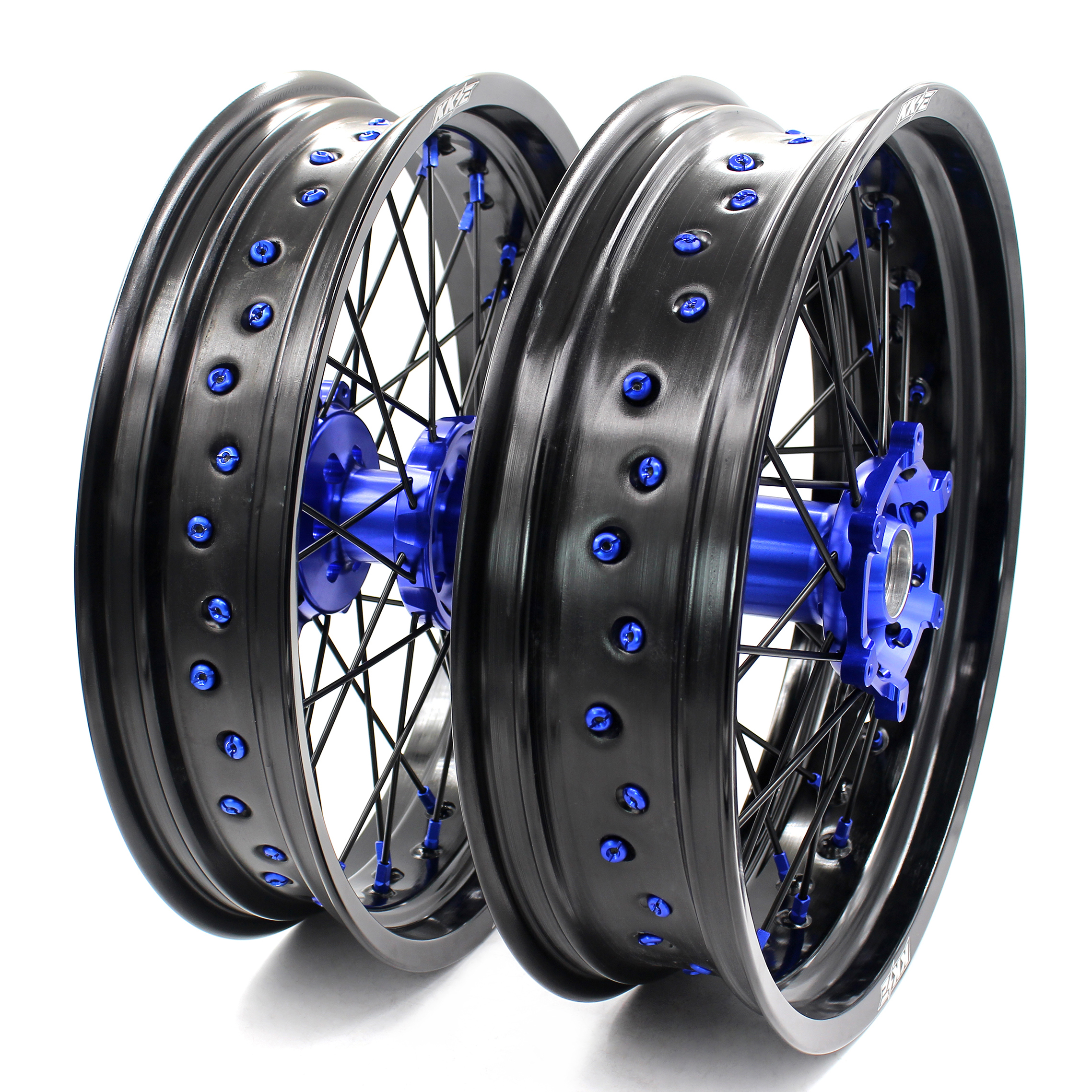 Колеса KKE 3,5/4,25 для внедорожника, совместимые с DRZ400 DRZ400E 2000-2007 DRZ400S 2020, синяя втулка/соска, черный обод/спицы