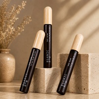 Botol Kaca Amber Tebal 10ml YAN Packaging dengan Tutup Bambu Berlapis Embun dan Tutup Kuas Plastik untuk Serum Penumbuh Bulu Mata