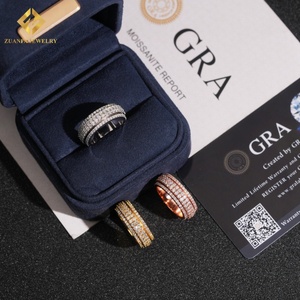 Anillos de Plata de Ley S925 para Hombre y Mujer, Anillo de Eternidad con Moissanita Redonda VVS DEF, Pasa el Test de Diamantes - Product Image 4