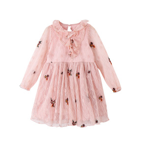 Vêtements pour enfants, robes décontractées pour bébés filles, robe de princesse brodée à fleurs, robe à découpes, disponible en ligne chez la boutique de vente en gros - Product Image 1