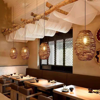 Rotin Bambou Tissage Pendentif Lumière À La Main Dôme Lustre En Osier Abat-Jour Plafonnier Pas Cher Prix De