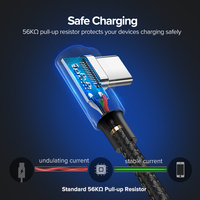 Câble USB-C pour S9 S10 Plus, charge rapide 5A, câble de jeu en nylon à angle droit pour ordinateur IOS, lecteur de codes-barres