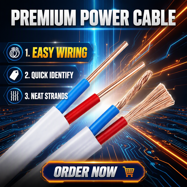 Factory Direct Sale 2 Core 18AWG 300/500V Insulated PVC Wire Flat Flexible Electrical Power Cable for Household Building