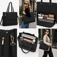 Tas Laptop Bisnis dengan Desain Berlapis Berlian Tas Kerja Kantor Profesional Tas Jinjing Kapasitas Besar Tas Bahu Komputer OEM